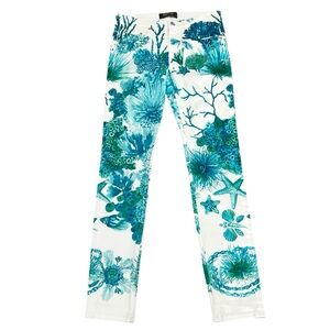 Roberto Cavalli Blue and White Straight Leg Jeans size 40